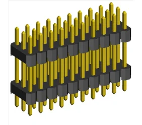 2.54mm Pin Header Triple Rows Double Insulator Straight Dip Type.